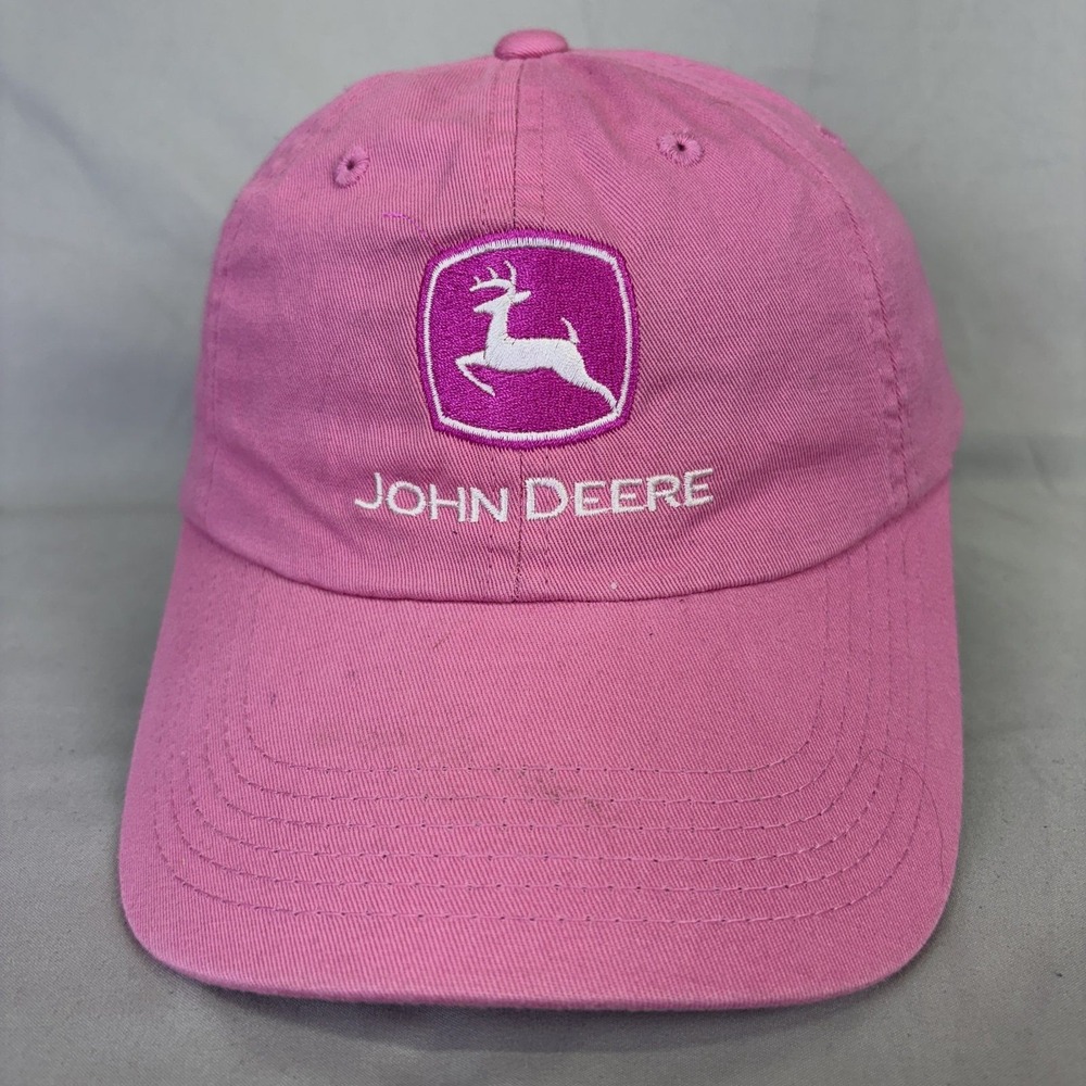 John Deere Hat Kern Machinery Women OSFM Pink Logo Adjustable Baseball Cap